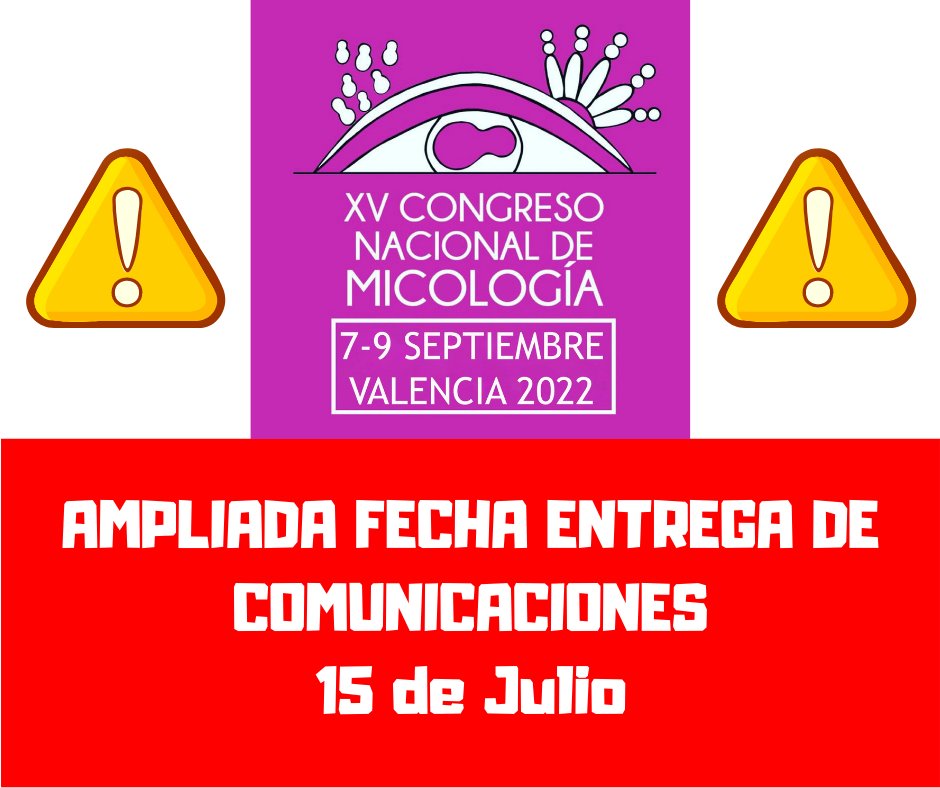 ⏰⏰ Ampliada la fecha de entrega de comunicaciones para el XV Congreso Nacional de Micología 👉👉 …ngresonacionalmicologia.wordpress.com