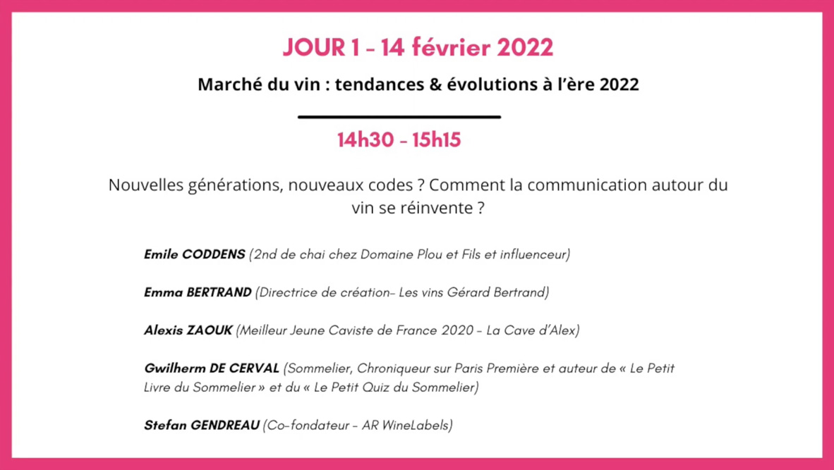 ARwinelabels's tweet photo. Vous n’avez pu assister à la conférence « Nouvelles générations, nouveaux codes ? 
Comment la communication autour du vin se réinvente ? » lors de WineParis 2022 … le replay est disponible, belle découverte !

https://t.co/Sl7z13CQvh https://t.co/O2uCs2xp52