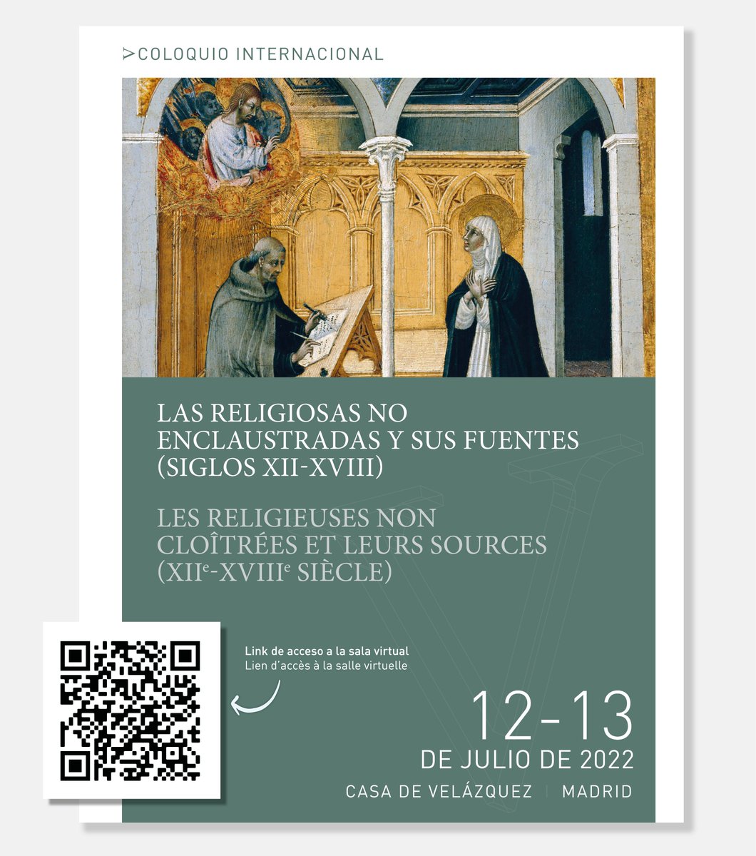 casadevelazquez's tweet photo. ✨ ¡Interesantísimo tema e impresionante programa para el coloquio del proyecto @sorores, que tendrá lugar los 12-13 de julio en la Casa de Velázquez! 

[📺También accesible online]
👁‍🗨 Las religiosas no enclaustradas y sus fuentes (siglos XII-XVIII) #Sorores #resEFE #LabelResEFE https://t.co/benqlZcJ4r