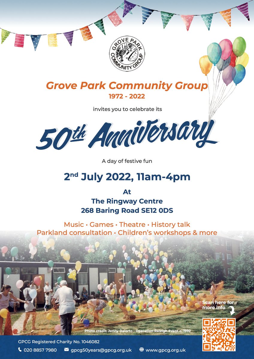 This Saturday 2nd July, 11-4pm join us in the Ringway Gardens making banners ready for <a href="/GPCarnival/">Grove Park Carnival</a>. We'll be there alongside <a href="/Wild_Rangers/">wildrangers</a> &amp; <a href="/ClayGrovePark/">CLAY at The Ringway, Grove Park</a>  for a day of activities celebrating Grove Park Community Group’s 50th. See poster for details