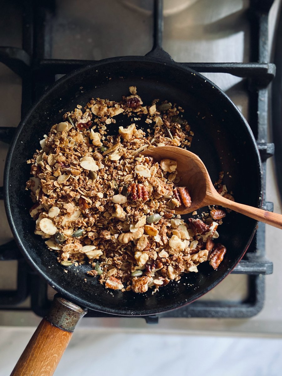 Easy small batch stove-top over on the gram … #veganbreakfast #vegangranola #breakfast #plantbased