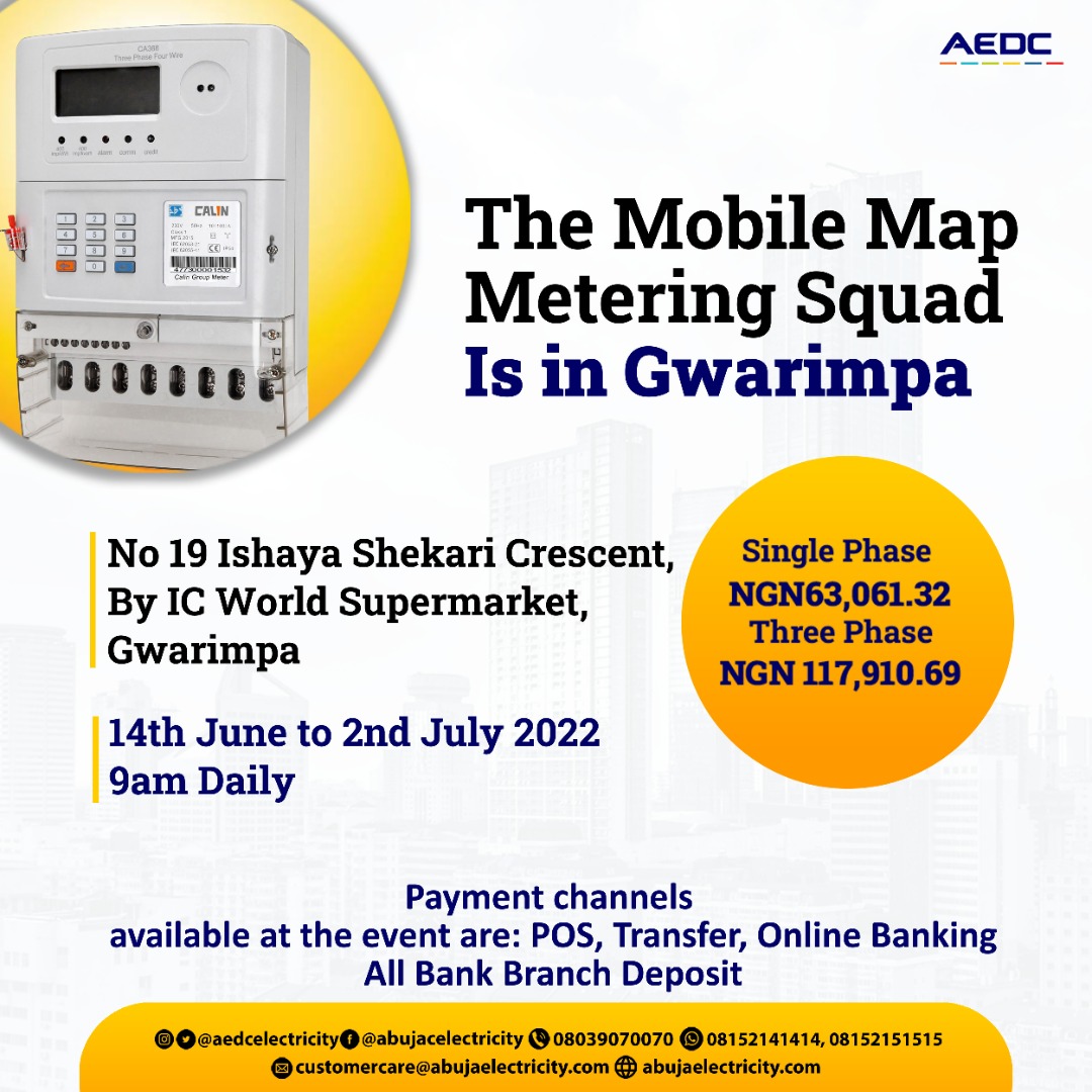 Balling Bewolkt strijd aedcelectricity on Twitter: "Did you know the fastest and easiest way to get metered is through the Mobile MAP Scheme? Come and get your prepaid meter sharp sharp! #AEDC #Abujadisco #getmeteredwithmap #mobilemapmetering Balling Bewolkt strijd aedcelectricity on Twitter: "Did you know the fastest and easiest way to get metered is through the Mobile MAP Scheme? Come and get your prepaid meter sharp sharp! #AEDC #Abujadisco #getmeteredwithmap #mobilemapmetering