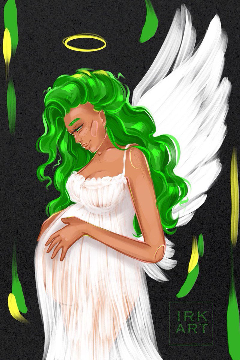 jacky_irkart's tweet image. I started “Fallin’ in love” collection with an angel that was shy and felt in love for the first time. Then angels learn how to feel. The final piece is a pregnant lady and it’s a logical conclusion of the story 💜💚
• 0.03 eth poly
#NFTart #WomeninNFTs 
opensea.io/collection/fal…