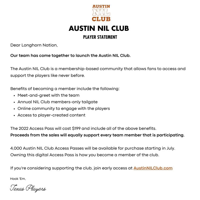 To all our fans, let’s do something special 🤘

<a href="/AustinNILClub/">Austin NIL Club 🤘</a> #HookEm