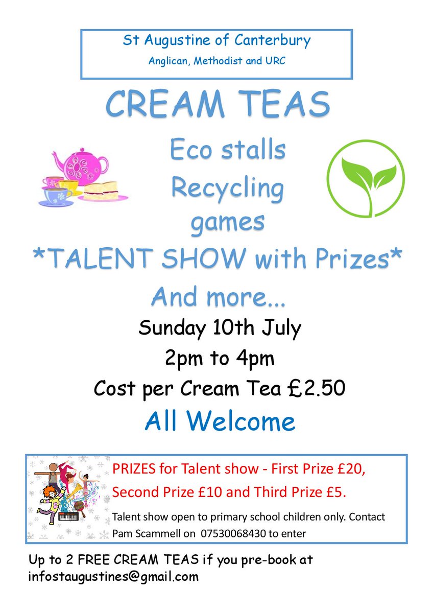 TrinityChelmsf1's tweet photo. FREE Talent Show for primary school children with the opportunity to enjoy a cream tea @ £2.50. #freeevent #chelmsford #children #talentshow https://t.co/JikPex4QgI