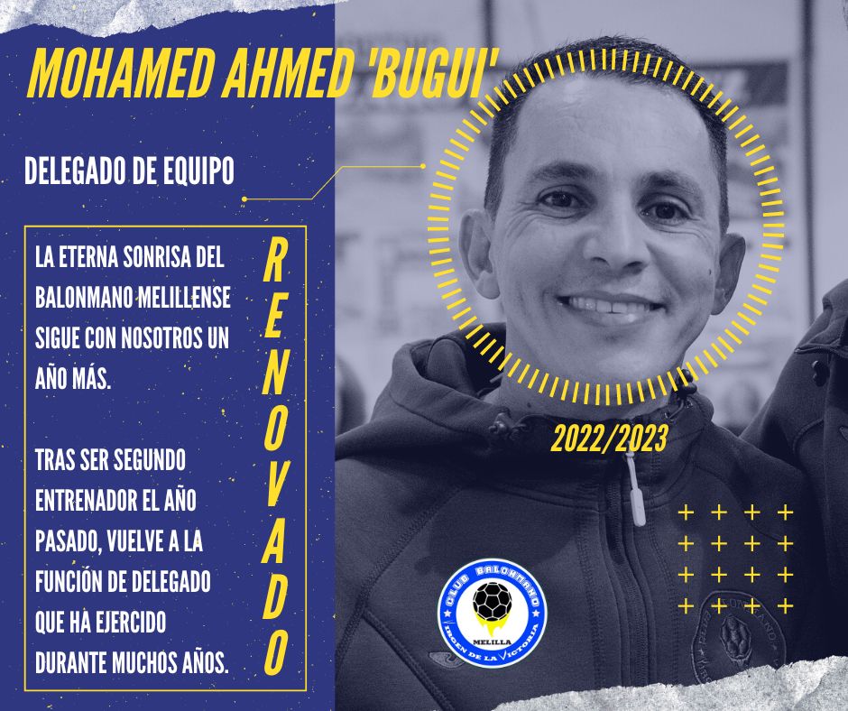 CDVVMelilla's tweet photo. Es sinónimo de entrega, sacrificio y amor al balonmano y a nuestro club, y siempre con su mejor sonrisa
@MohameBugui47 sigue con nosotros una temporada más
Vuelve a su labor de #delegado, siempre cerca de los jugadores y del cuerpo técnico
‼️Seguimos luchando juntos #Bugui💪💙 https://t.co/mmcPfZT89t