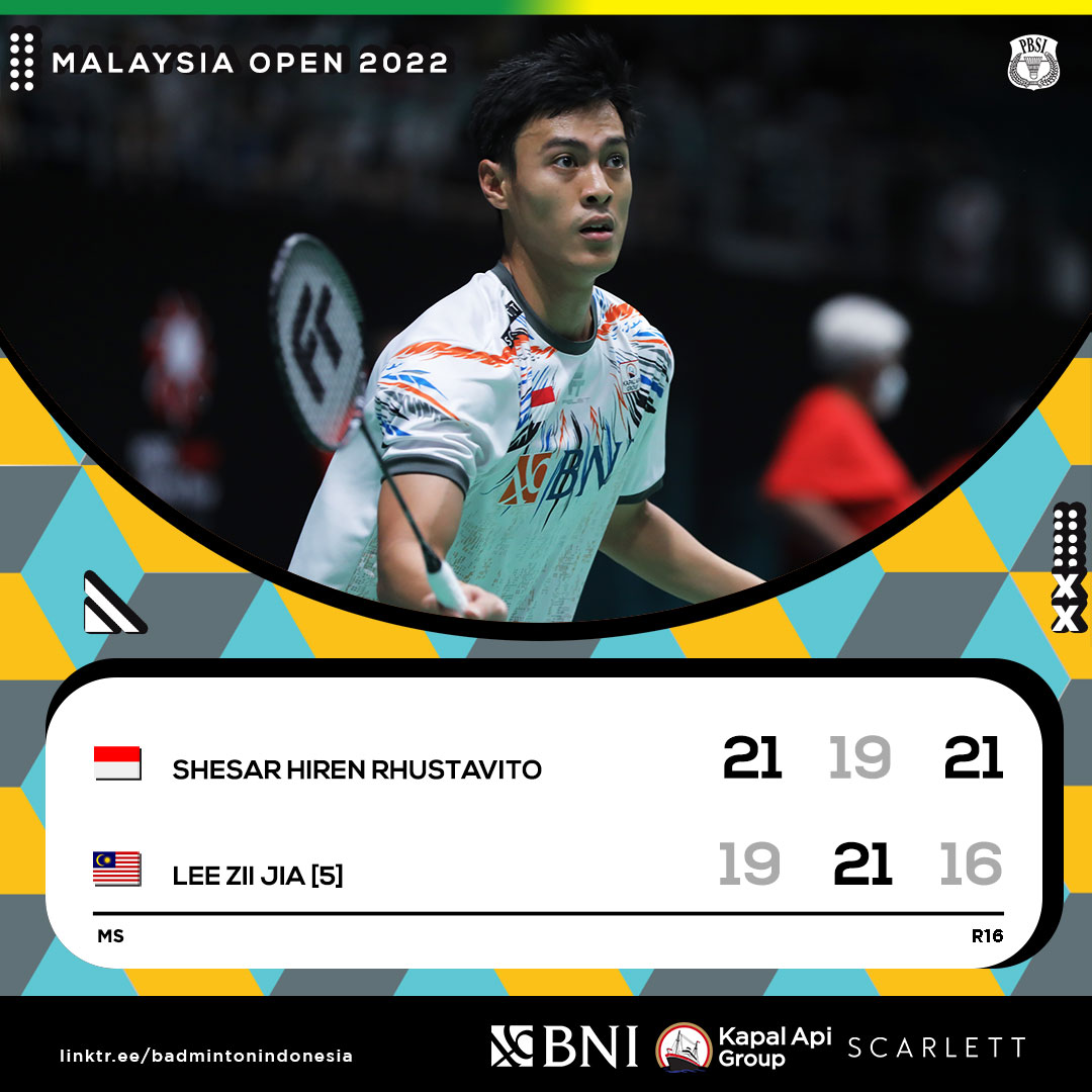 INABadminton's tweet photo. Kalahkan andalan tuan rumah, Vito jadi wakil tunggal putra ketiga Indonesia di perempat final!

#BadmintonIndonesia #MalaysiaOpen2022 https://t.co/ZYCou9oh4M