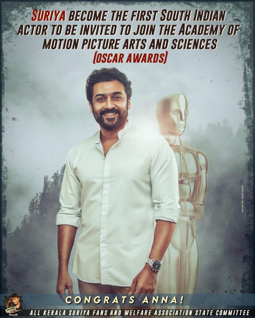 AKSFWA1's tweet photo. Dearest @Suriya_offl Anna!! We're soo much proud for this recognition &amp; also thanks to @TheAcademy for choosing the right person!! Congrats ❤️👏👍🏾

#Suriya41 #VaadiVaasal @rajsekarpandian @venkatvnt @sarathlal428 #KeralaSFC https://t.co/DZB0WzIAHc