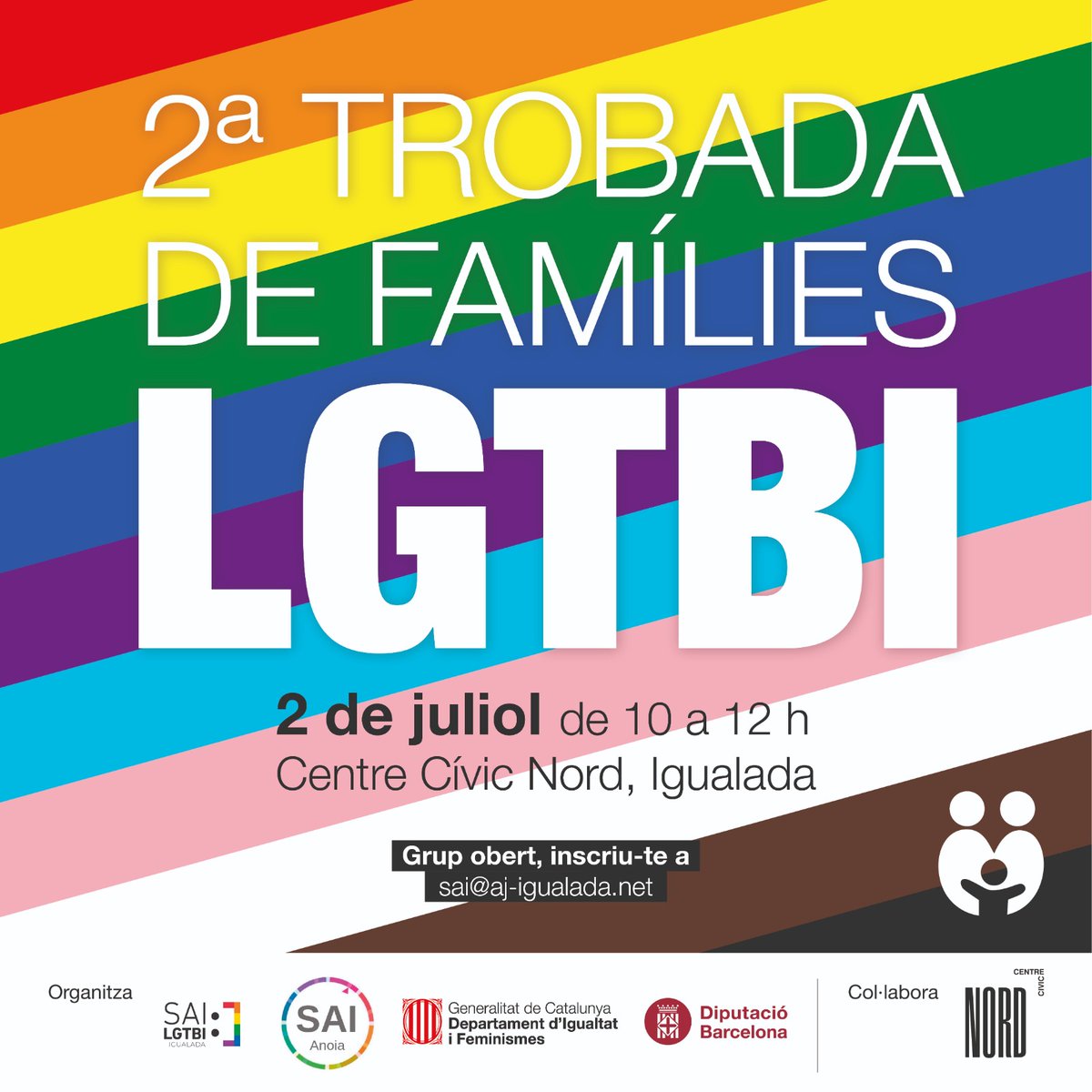 micod_cat's tweet photo. Sou una família LGTBI i en voleu conèixer d'altres com la vostra? Us esperem dissabte! 🤗Compartirem un espai de trobada per posar en comú dubtes i propostes.
🗓️Ds. 2 juliol
🕙De 10 a 12h
📍Centre Cívic Nord, Igualada
✍️ Inscripcions: sai@aj-igualada.net
#TransformaLaMirada #28J https://t.co/Yu9g965G1w