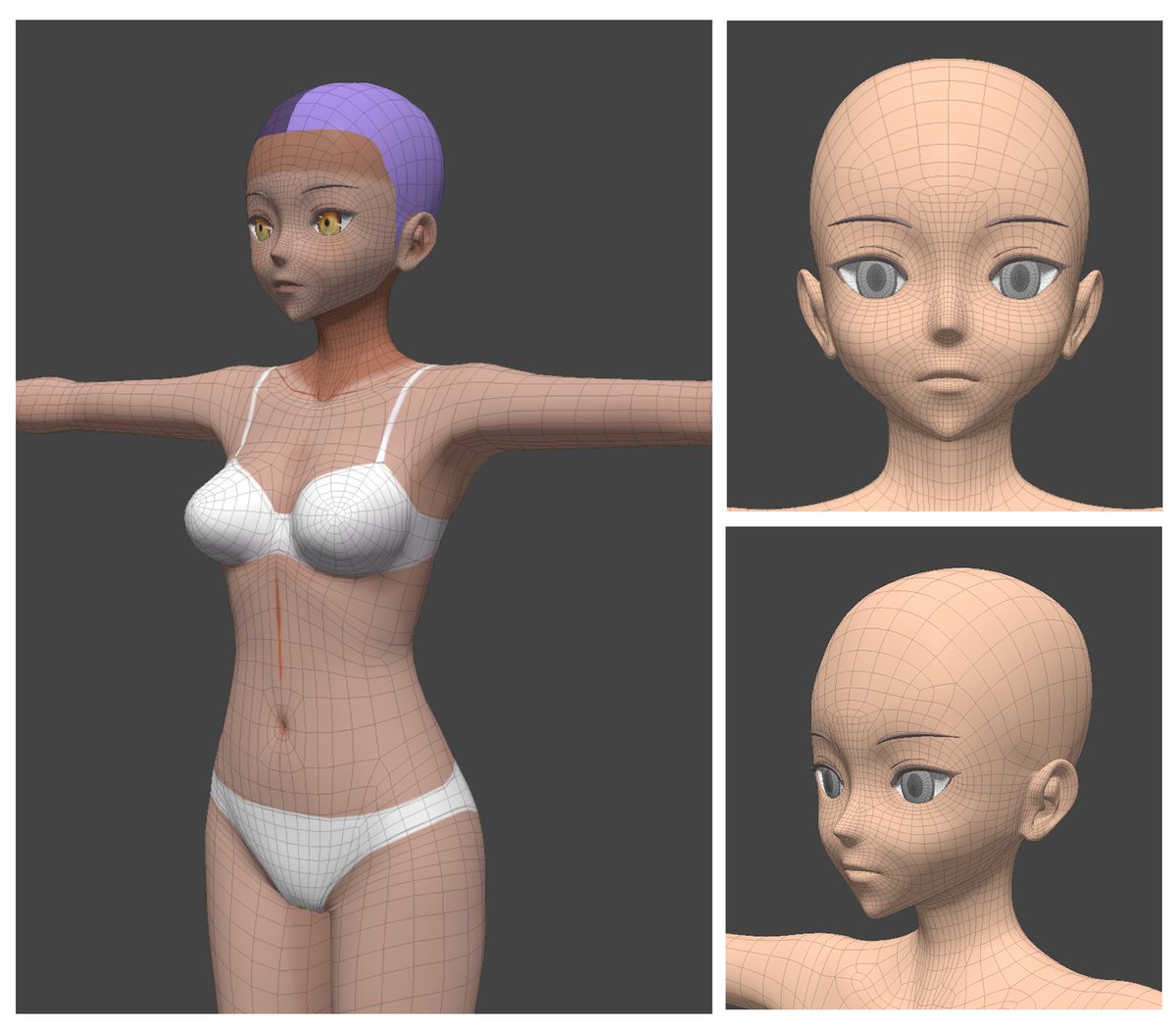 heromu's tweet photo. 猫柴さま（ @nekoshibaya ）のご依頼でクリスタ用キャラクターモデルを制作させて頂きました！顔、体型などをマンガの絵柄に合わせたタイプの3Dモデルです。クリスタ上で身体と手のポーズデータを反映できます！ #CLIPSTUDIO #MODO https://t.co/WxMGdzgaDA