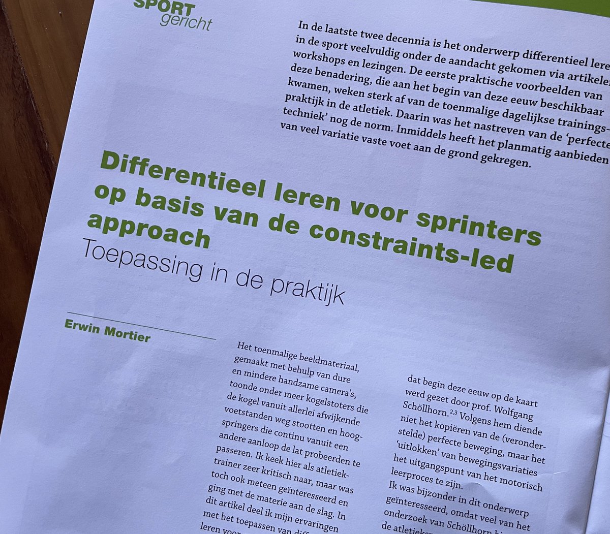 Happy to share my experiences with differential learning for sprinters based on the constraints-led approach with this article in <a href="/SportGericht/">SP⭕RTgericht</a>, the major Dutch journal for sports coaches and physical practitioners.