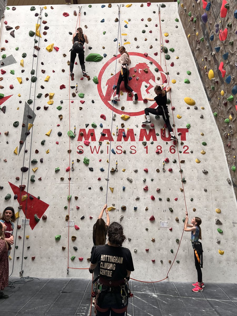 MrNuttGeography's tweet photo. At Nottingham’s @nottinghamclimb today for some thrills and spills at height! Kids already harnessed and ready to go. https://t.co/oN6I9x5H7U