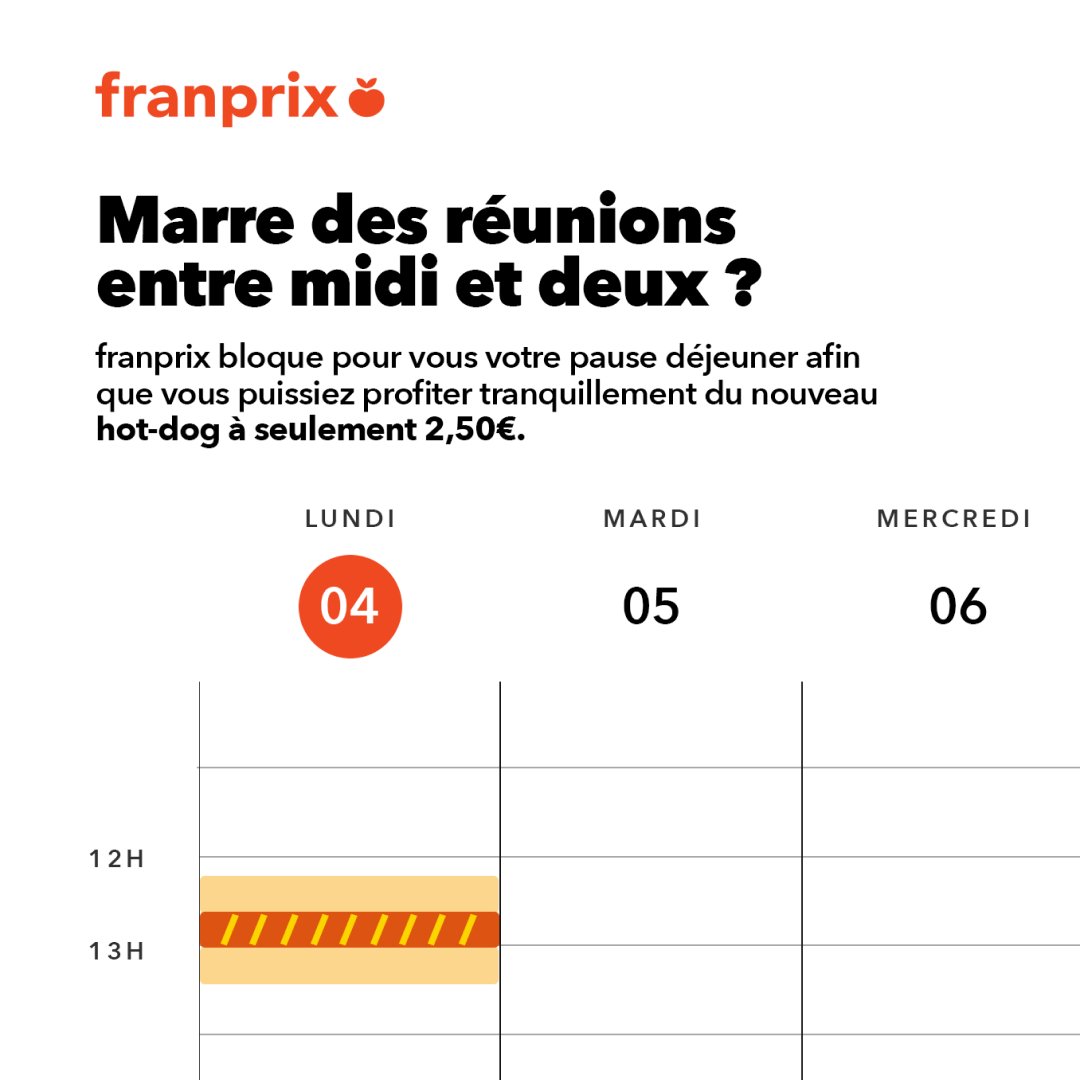 Artefact_3000's tweet photo. 12h02. 
- "On se fait un petit point rentabilité ?"
- "J'peux pas j'ai Hot-Dog."
@franprix https://t.co/u43aMljyNS