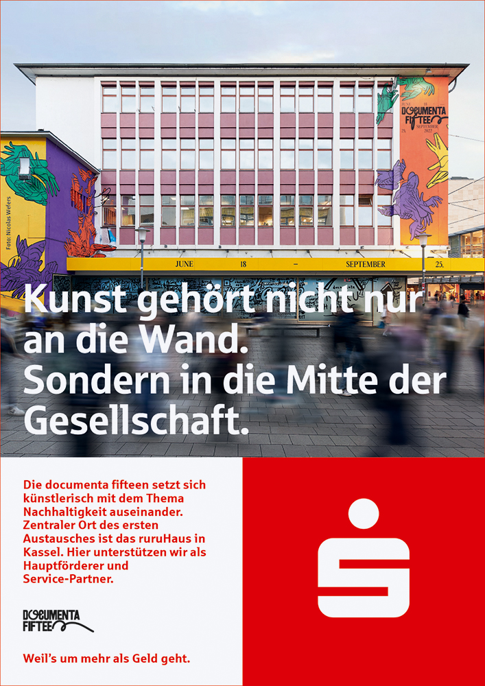 SparkasseC's tweet photo. Die documenta fifteen ist eine der bedeutendsten Ausstellungsreihen zur zeitgenössischen Kunst. Für den Monat Juli gibt es ein besonderes Rabattangebot: Besucher erhalten bei Vorlage ihrer SparkassenCard einen Nachlass in Höhe von 10 Prozent auf ein Tages-Ticket. https://t.co/JAByreCWXQ