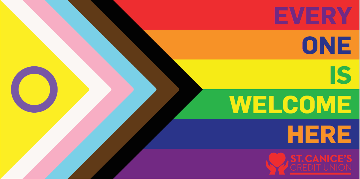 StCanicesCU's tweet photo. We hope everyone had a happy, safe &amp; enjoyable Pride Month. This window sticker will be on display in all branches - If you are in our common bond area &amp; want one just tweet us #Pride #CUDifference #pride2022 https://t.co/A97MpZStct