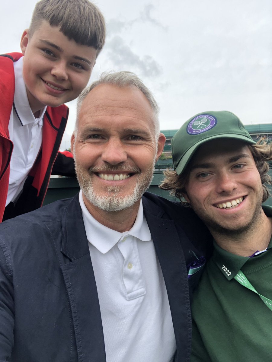 TeamRadyr's tweet photo. Head coach Phil up @Wimbledon today with Charley Thomas and we bumped into old radyr boy charlie burrows &amp; the first ball we saw hit was Rafa on court 14 https://t.co/fqaHD4AJYl