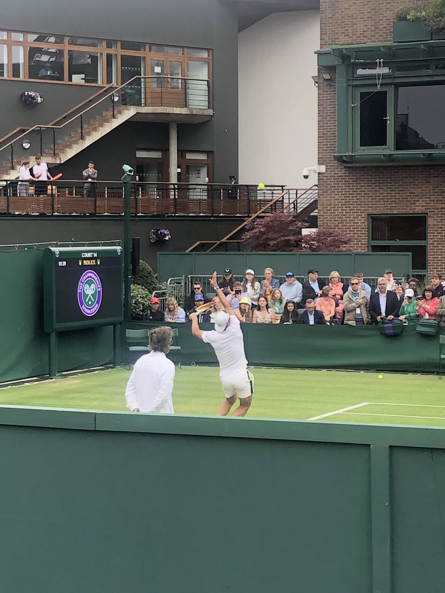 TeamRadyr's tweet photo. Head coach Phil up @Wimbledon today with Charley Thomas and we bumped into old radyr boy charlie burrows &amp; the first ball we saw hit was Rafa on court 14 https://t.co/fqaHD4AJYl