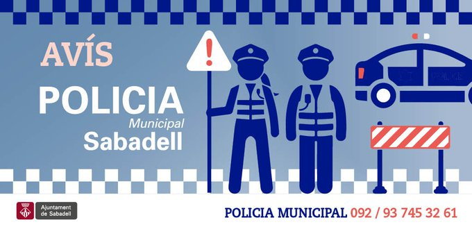 PoliciaSabadell's tweet photo. #MOBILITATPMS 👉Hi ha carrers tallats per instal·lació d'atraccions firals de les festes del barri de #LaRoureda

📅 De l'1 de juliol fins al dia 3 de juliol

❗Talls de trànsit a:
⛔c. Artesa de Segre

🔀Busqueu rutes alternatives
#Sabadell https://t.co/6uLhgi8pgU