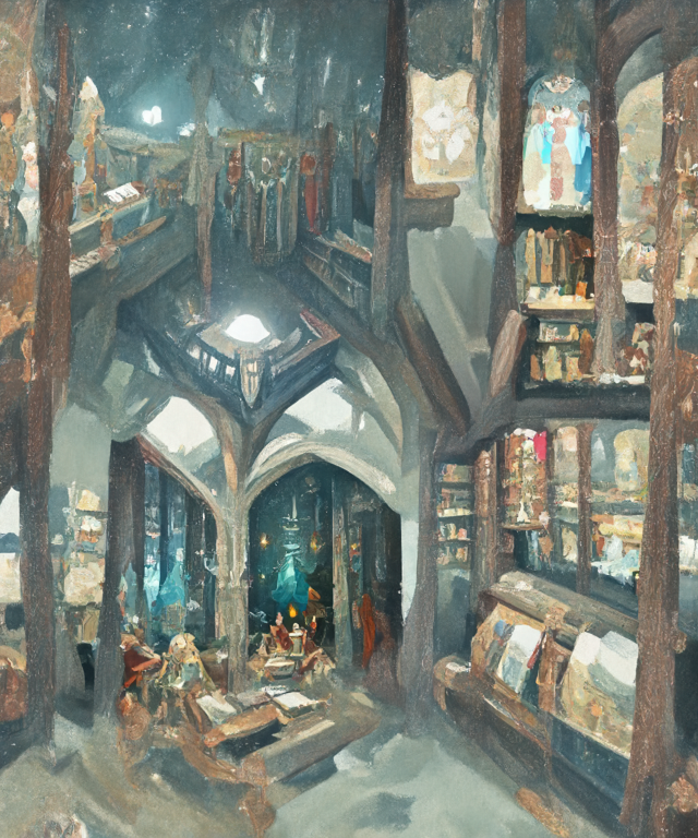 ElevatedNine's tweet photo. Some #fantasyart made with the #kidlitdiffusion model.
#finetune #ai #diffusionmodels
#AIart #discodiffusion #generativeart #psychedelic #surreal #digitalart #fantasy #medieval #interior #library https://t.co/WanqalarCy