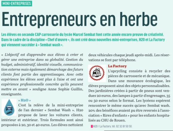 LyceesSembat's tweet photo. Ils ont choisi de créer des mini-#entreprises pour leur #CAP, faites leur confiance et utilisez leurs services #H2O #LaFactory @dsden76 @ac_normandie https://t.co/mVy9vxhDC4