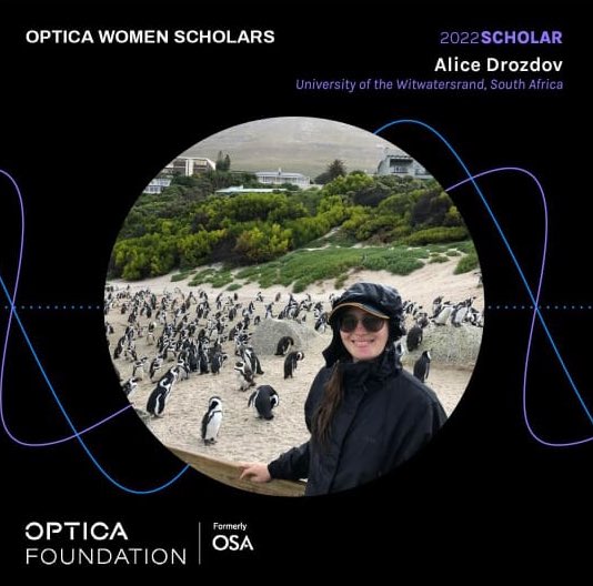 Alice Drozdov has been welcomed by Optica from the inaugural class of #OpticaFoundation Women Scholars! 

“Alice is recognized for her dedication to providing internet to underprivileged communities and spreading awareness about science and technology” - Optica group
