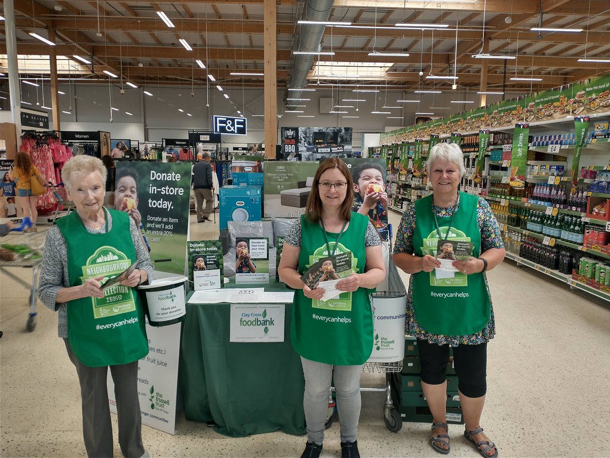 We're at Tesco Clay Cross until 4pm today and 10-4pm Friday and Saturday. Please come along and find our volunteers to see what we need! #everycanhelps #stopukhunger