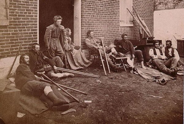 Injured soldiers in Fredericksburg, VA, May 20, 1864.