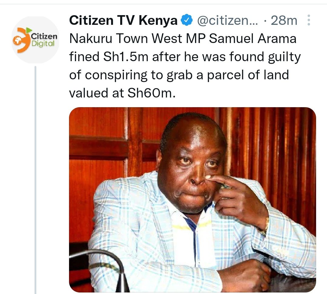 GK on Twitter "A gentle reminder that Nakuru Town West MP Samuel Arama