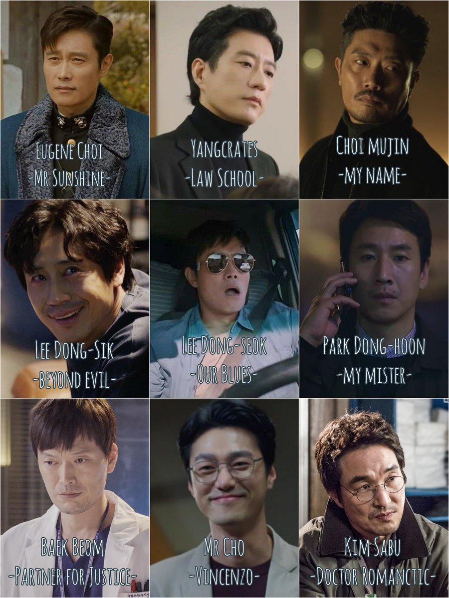 ZapMav's tweet photo. My #kdrama male characters:
- #EugeneChoi
- #Yangcrates
- #ChoiMujin
- #LeeDongsik
- #LeeDongseok
- #ParkDonghoon
- #BaekBeom
- #MrCho
- #KimSabu
Welcome to my #Ahjussi world 😌👍
Yg relate cung ☝ https://t.co/mhgzAtgSgj