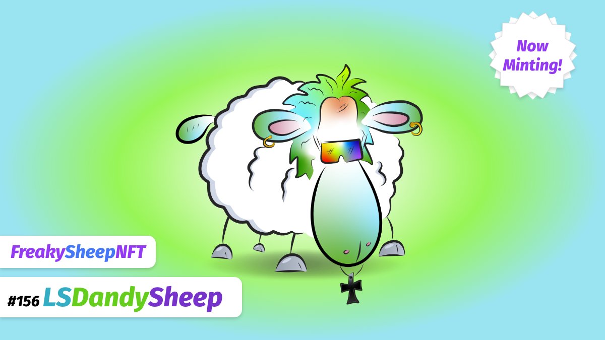 FreakySheepNFT's tweet photo. Who's in a crazy mood today? LSDandySheep is here to have fun! 🥳

➡️Mint at https://t.co/jkIUt3kQvt

#NFTdrop #NFTartist #NFTCommunity #NFTCollection  #NFTcollectibles #NFT #NFTCommunityCryptoArt #nftart #Minting #Mint #MintingNow #Cryptos #NFT #NFTsales #Metamask #Metaverse https://t.co/a8F7rj34kV