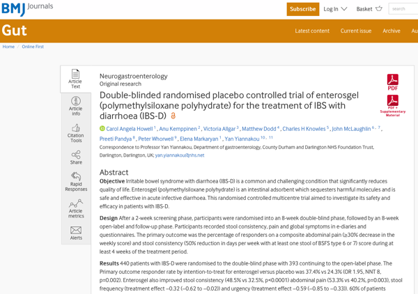 The results of the RELIEVE IBS-D trial have been published in the leading scientific journal GUT and show that Enterosgel is a safe and effective treatment for the main symptoms of irritable bowel syndrome with diarrhoea (IBS-D).
Read more on our website:

lnkd.in/eM9quQnm