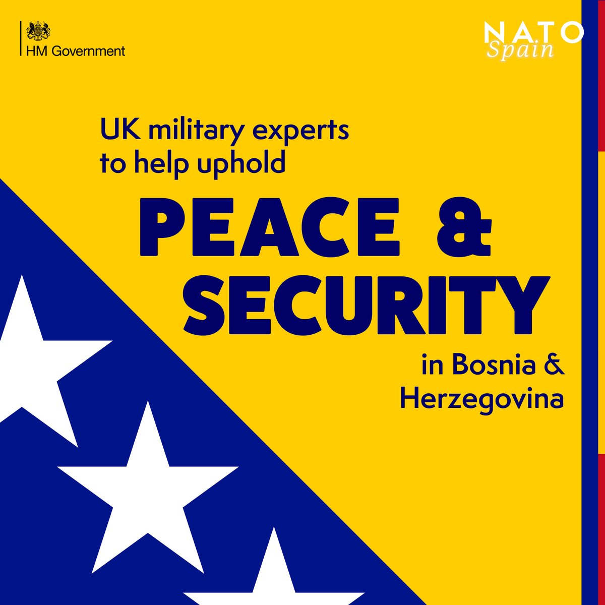 We are stepping up our support for Bosnia &amp; Herzegovina against Russian threats.  

UK experts in counter-disinformation and defence will work with the Bosnian Armed Forces and <a href="/NATO/">NATO</a> to uphold peace and security in the country.  

gov.uk/government/new…