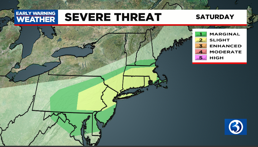 ScotHaney3's tweet photo. It's never a good thing when the Storm Prediction Center places us in the Slight Risk Category this far in advance.  The potential for strong to severe storms exists for Saturday.  I'm talking about the threat right now on Channel 3, please tune in! https://t.co/QV0549v2a8