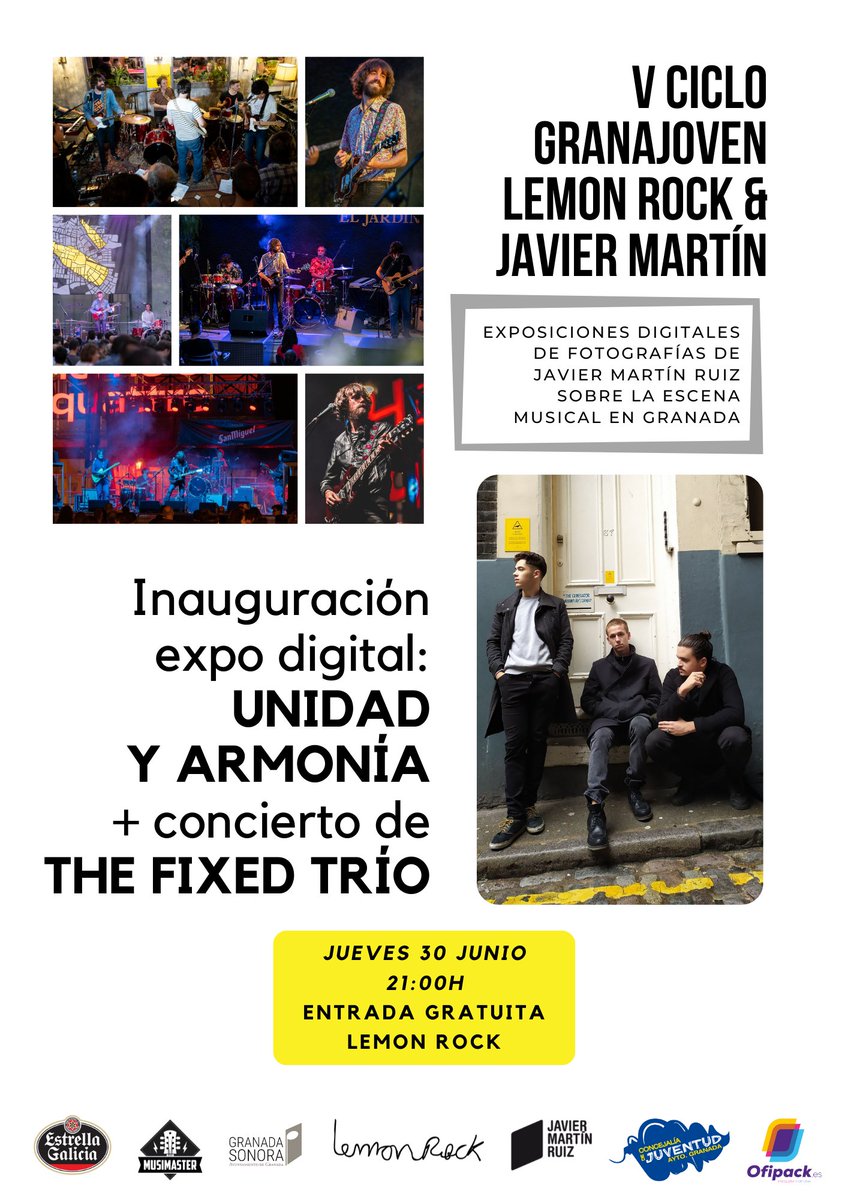 Esta noche en Lemon Rock: 𝗩 𝗖𝗶𝗰𝗹𝗼 𝗚𝗿𝗮𝗻𝗮𝗷𝗼𝘃𝗲𝗻 - 𝗟𝗲𝗺𝗼𝗻 𝗥𝗼𝗰𝗸 & 𝗝𝗮𝘃𝗶𝗲𝗿 𝗠𝗮𝗿𝘁𝗶́𝗻 + 𝗧𝗵𝗲 𝗙𝗶𝘅𝗲𝗱 𝗧𝗿𝗶́𝗼 𝗲𝗻 𝗰𝗼𝗻𝗰𝗶𝗲𝗿𝘁𝗼📸🎸 21:30h ENTRADA GRATUITA