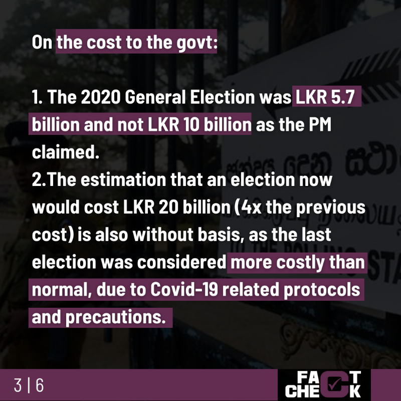 factchecklka's tweet photo. 🔴Prime minister lost on cost of elections🗳️💰
Does the cost of an election and its potential impact on the economy prevent an election being held at present?
Swipe left to find out! ◀️
Complete #FactcheckLk: https://t.co/o3nxuNDeOI