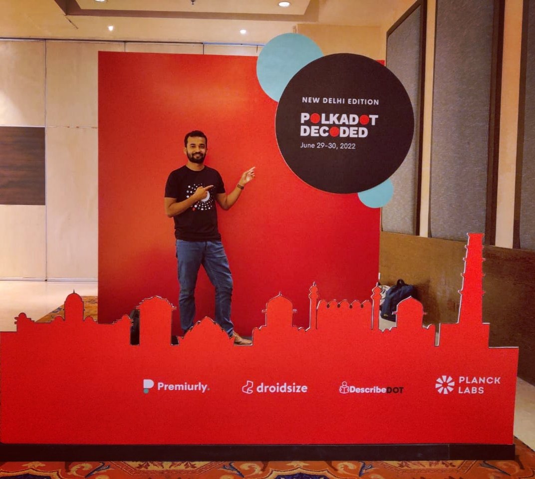 abhimishra_2107's tweet photo. Had an amazing experience at Polkadot Decoded event. @describedot
@its_ravii
@itsyogesh18
@HitSharma_413
@polkadot 
@PolkadotDecoded
 #delhi #PolkadotEvent #DotEvent #PolkadotDelhi #blockchain #Web3 #describedot  #DescribedotEvent https://t.co/cf5Lp2bxDr