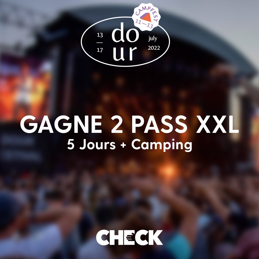 Check (@checkcheckcheck) on Twitter photo Dour le retour ! Check t’offre 2 Pass XXL pour le <a href="/dourfestival/">Dour Festival</a> (5 jours + camping) ❤️ Pour gagner ? Ça se passe sur notre compte Instagram
—> instagram.com/p/CfbQCgTNlSv/… Dour le retour ! Check t’offre 2 Pass XXL pour le <a href="/dourfestival/">Dour Festival</a> (5 jours + camping) ❤️ Pour gagner ? Ça se passe sur notre compte Instagram
—> instagram.com/p/CfbQCgTNlSv/…