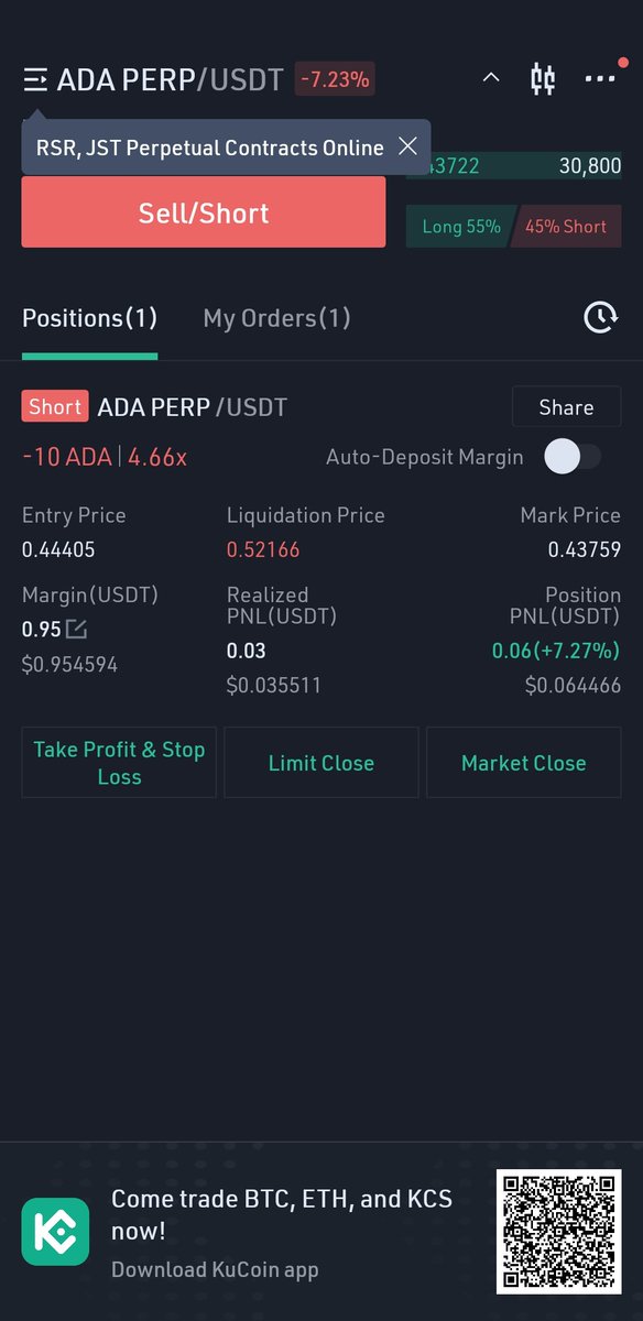 #crypto #kucoin #ADA #short (give me my 24 cents! ) #lol