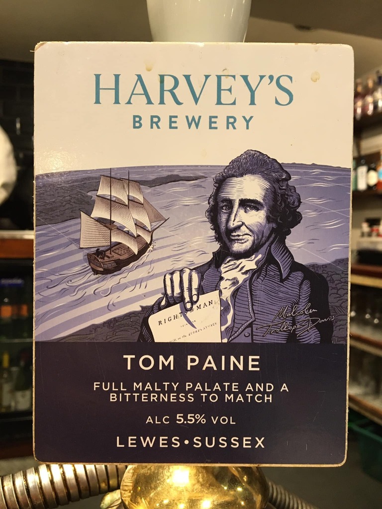 Tom Paine on draft at JHT from Friday. 

5.5% a dry hopped, robust pale ale with a full, malty palate, bitter finish.

Named after the author of ‘Rights of Man’, who was an Excise Officer in Lewes between 1768-1774. ift.tt/MmZEwJz