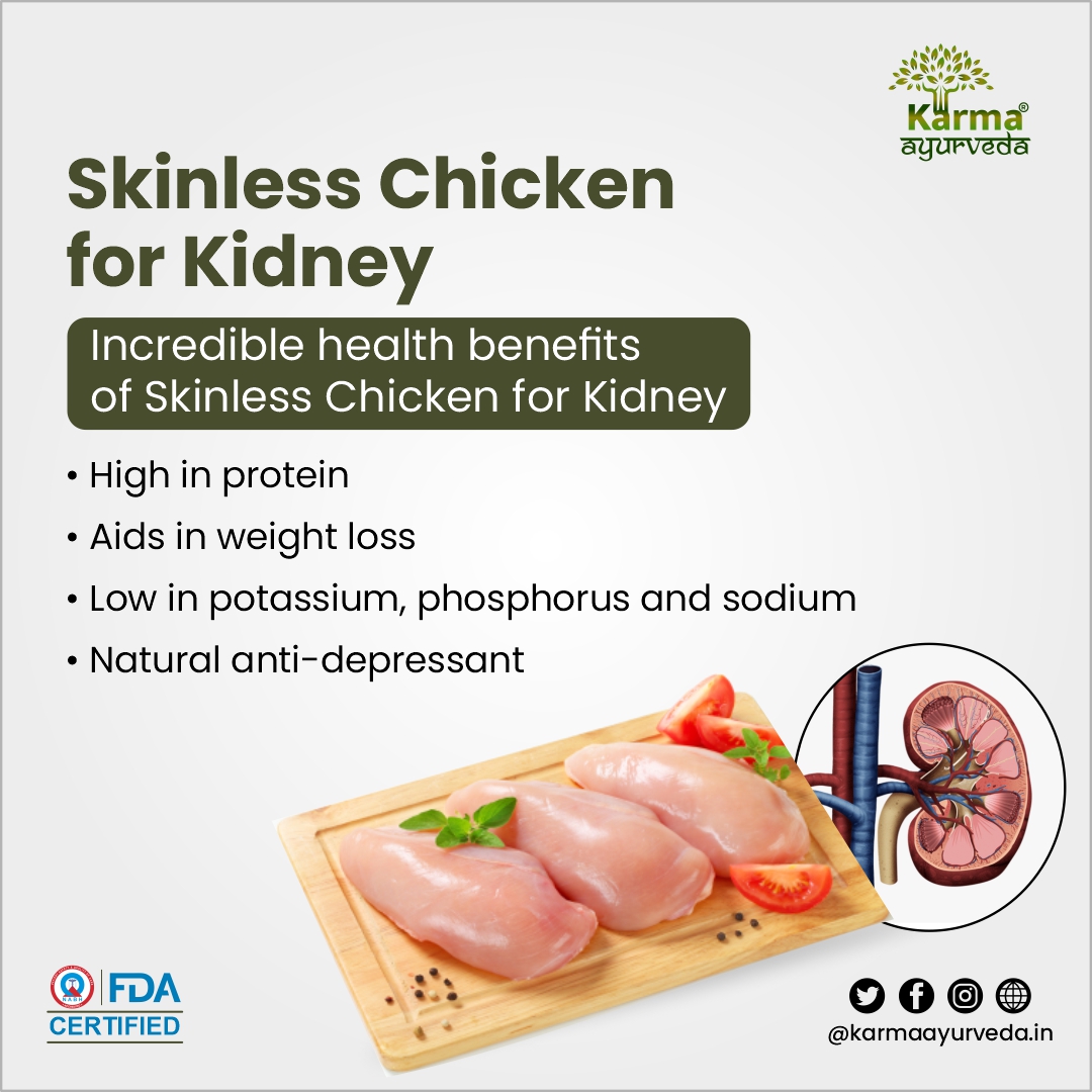 KarmaAyurveda's tweet photo. #SkinlessChicken contains less fat, sodium, and phosphorus than #skin-on #chicken, which is why it's a good choice for a kidney-specific #diet. It is a great source of adequate protein in your body to be a #food good for kidney repair. 📽 https://t.co/4jsPHIYpn6 #drpuneet https://t.co/GWzWpRiofM