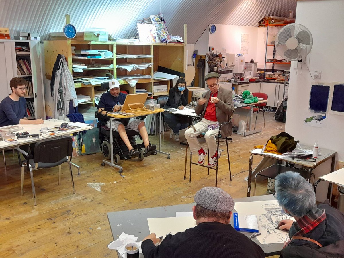 HeadwayELondon's tweet photo. Something a little different is happening in #SubmitToLove studios today ✏️ We're thrilled to be working with @BarbicanCentre as their Community Collaborator & today we welcomed Assistant Curator Andrew in for a life drawing session, inspired by the upcoming #AliceNeel exhibition https://t.co/sxMu7O8id5