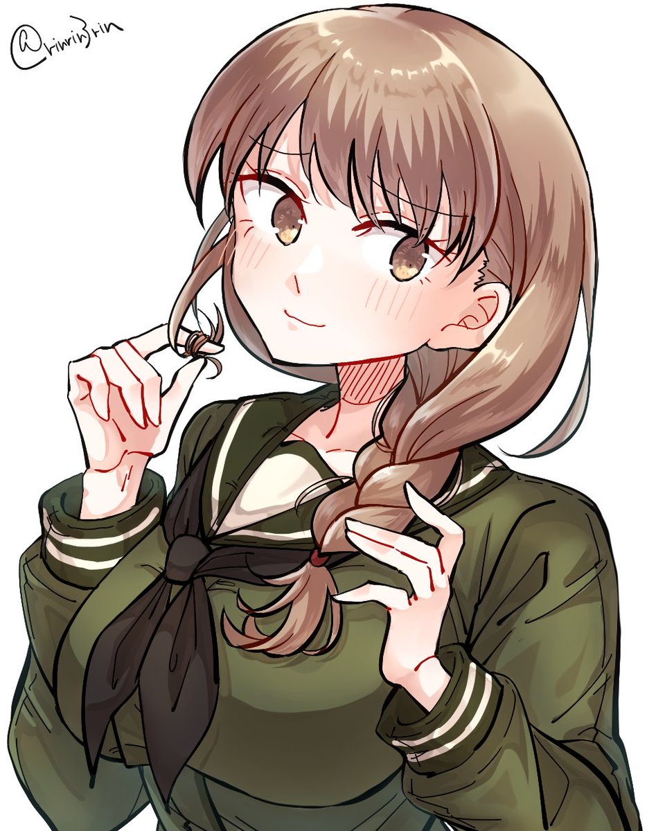 ooi (kancolle) 1girl solo braid school uniform serafuku brown hair brown eyes  illustration images