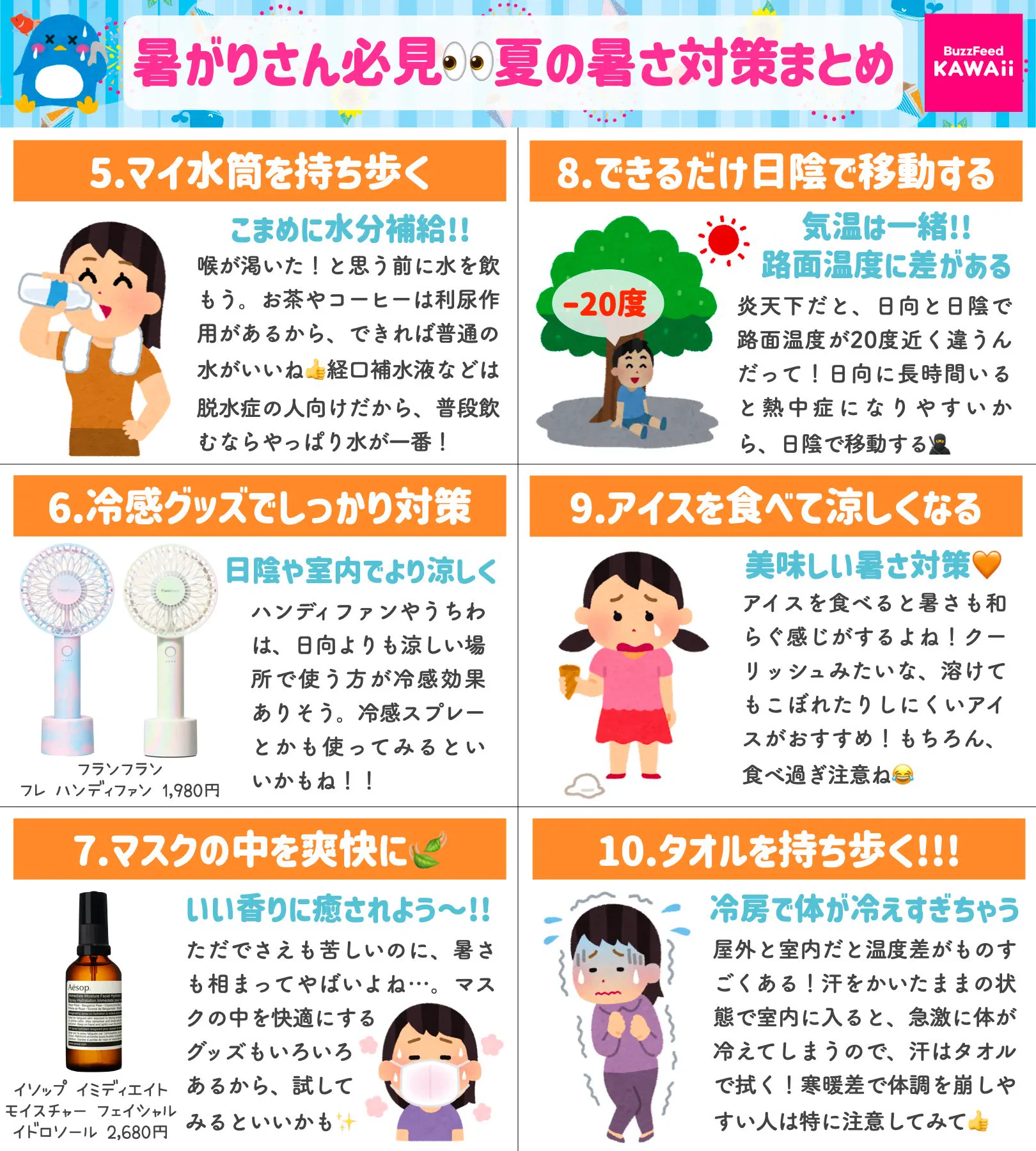 暑さが本格化するこれからの時期に備えて知っておきたいことばかり！暑さ対策のまとめ！