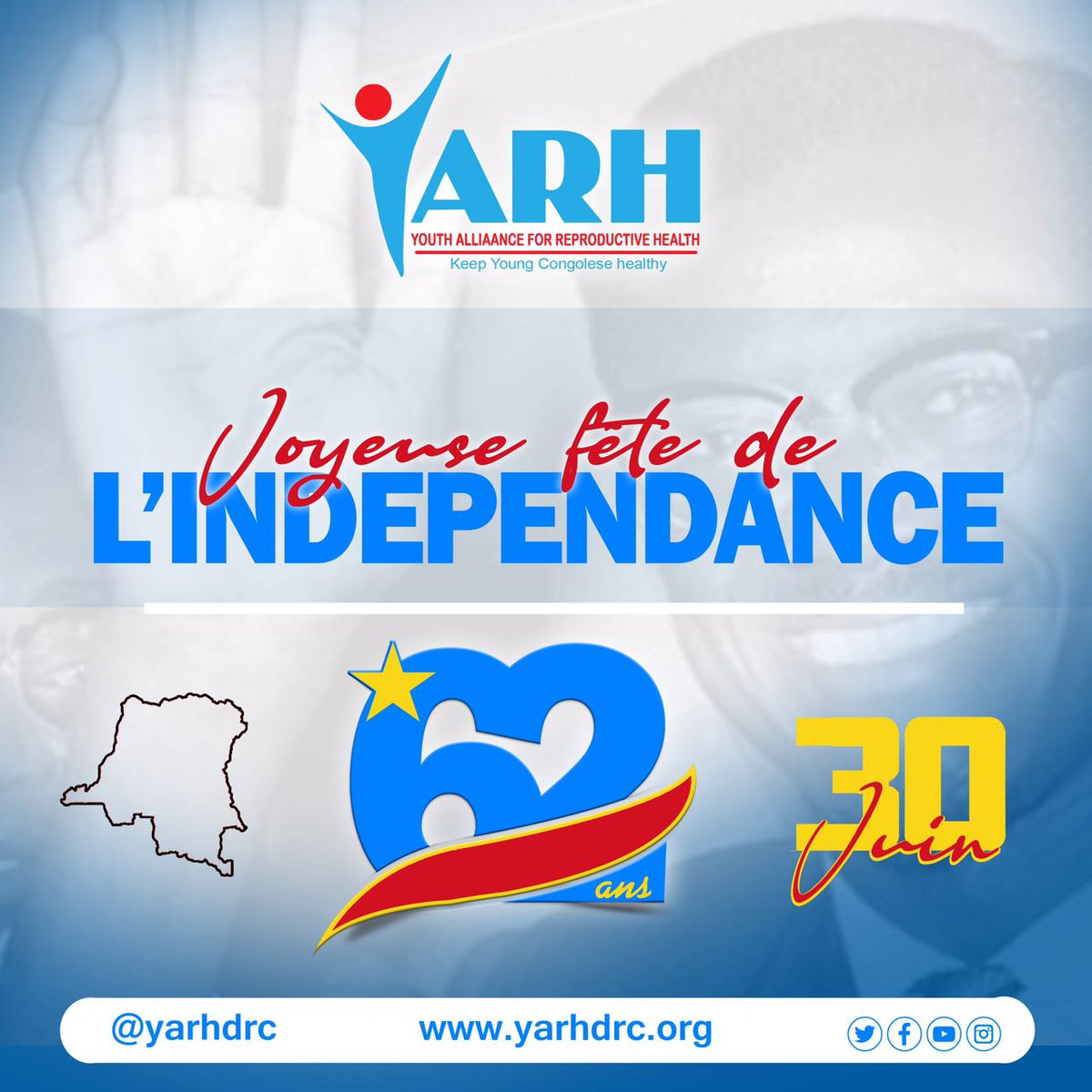 ChishugiJ's tweet photo. @yarhdrc souhaite à toutes la jeunesse congolaise une excellente journée de commémoration de l'indépendance de notre grand pays le congo
@YouthSprint 
@MakokiYaMwasi https://t.co/m8zJLN8qZT