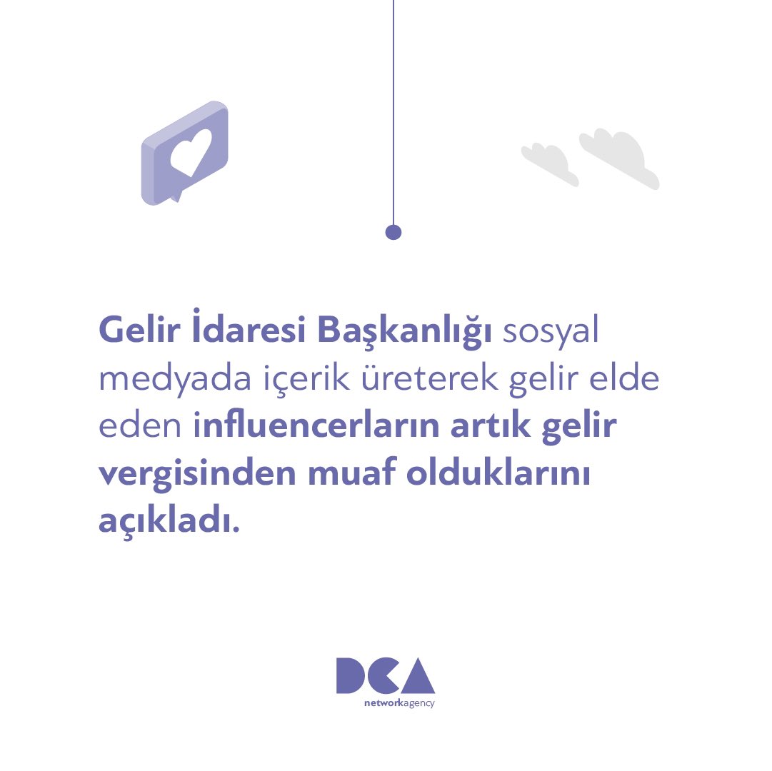 DcaNetwork's tweet photo. İnfluencerlar artık gelir vergisi ��demeyecek!
#dijitalpazarlama #InfluencerMarketing https://t.co/oiSyZOMze7