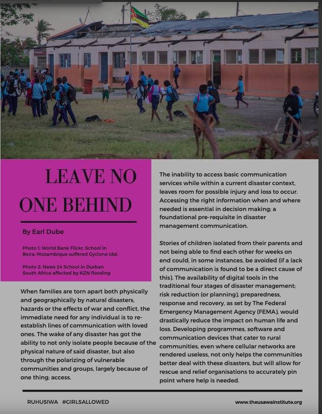 ano87mari's tweet photo. The @UsawaInstitute in partnership with 3 alumni of the @AU_CIEFFA YCB Program &amp; 2 @WashFellowship fellows launched its flagship magazine, Ruhusiwa last month, a platform for African youth to share &amp; learn about gender equality in education issues.

Join https://t.co/MaD4mTwTLj https://t.co/N2f17K2f1j