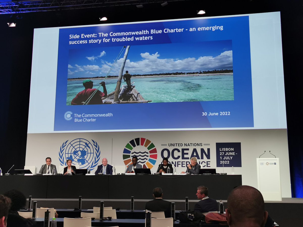 LucyGilliam's tweet image. Side event: Commonwealth blue charter. 
&apos;We need lots of little boats driving big change&apos;. Says karen sacks. Project called SKIFF. Now here this and hope it&apos;s not just a metaphor. Bring back #sailcargo &amp;amp; #windships for #resilienttrade! 

#unoc22 #UNOceanConference