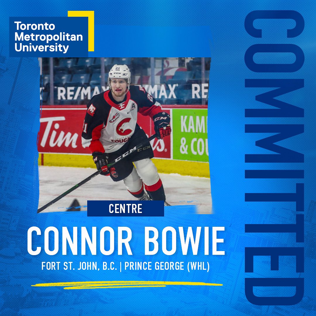 M🏒| Join us in welcoming Connor Bowie, who has committed to @ramsmhockey! 

Bowie played for the Prince George Cougars for five seasons.