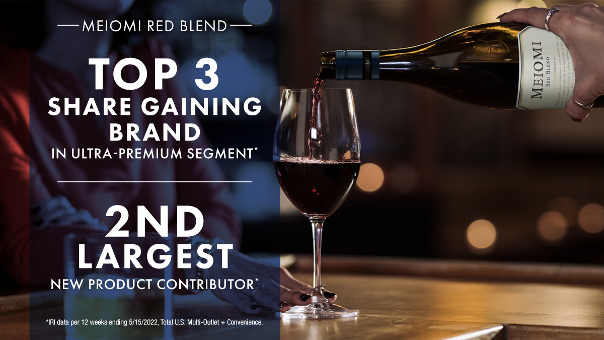 <a href="/MeiomiWines/">Meiomi Wines</a> Red Blend became second largest new product contributor in the wine category in IRI channels. <a href="/MeiomiWines/">Meiomi Wines</a> continues to outperform and holds the top 3 share gaining positions in the ultra-premium segment. #ReachforSTZ