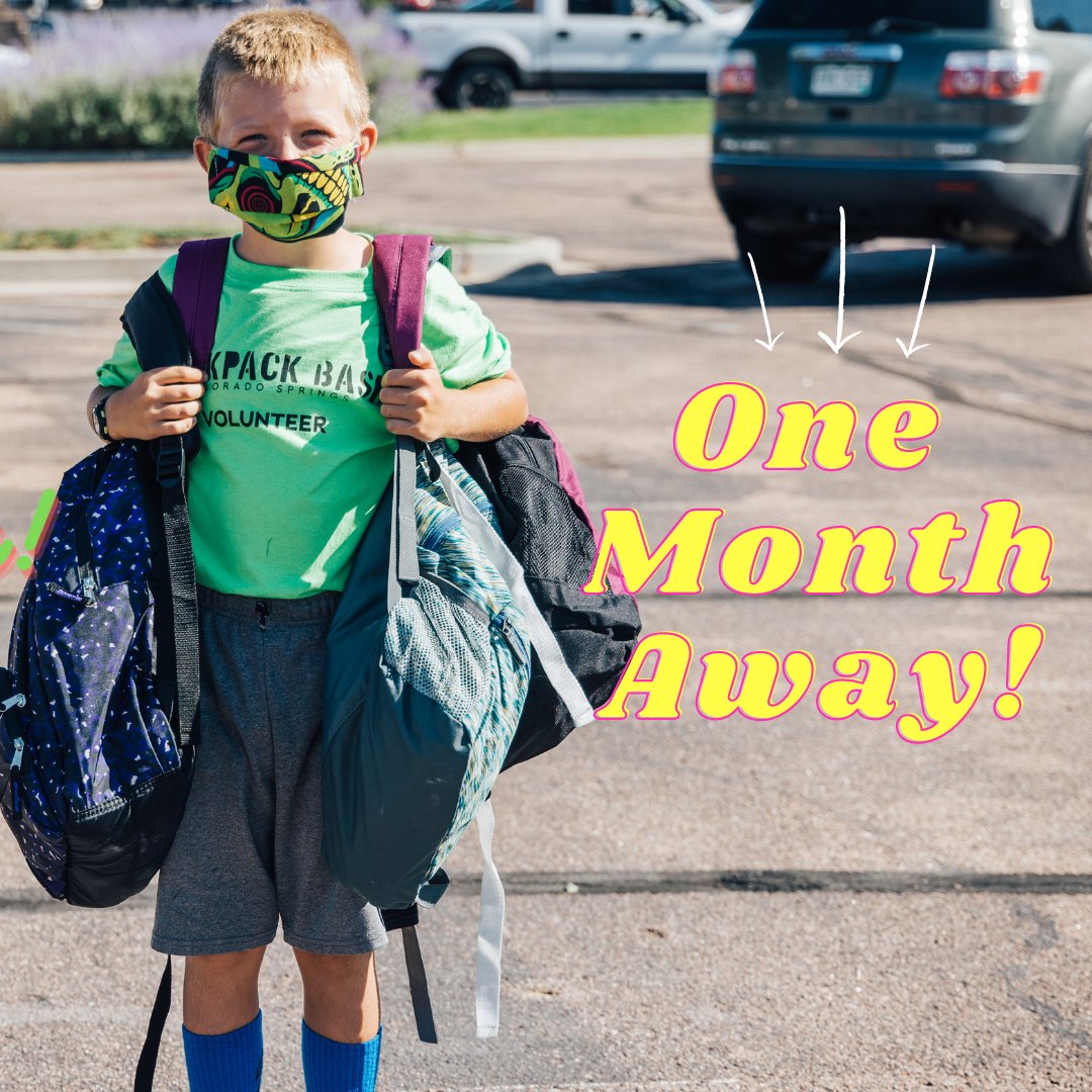 The first BackpackBash weekend is only ONE month away! Go to backpackbash.com to see how you can get involved today and support 12,000 students in the Pikes Peak region.